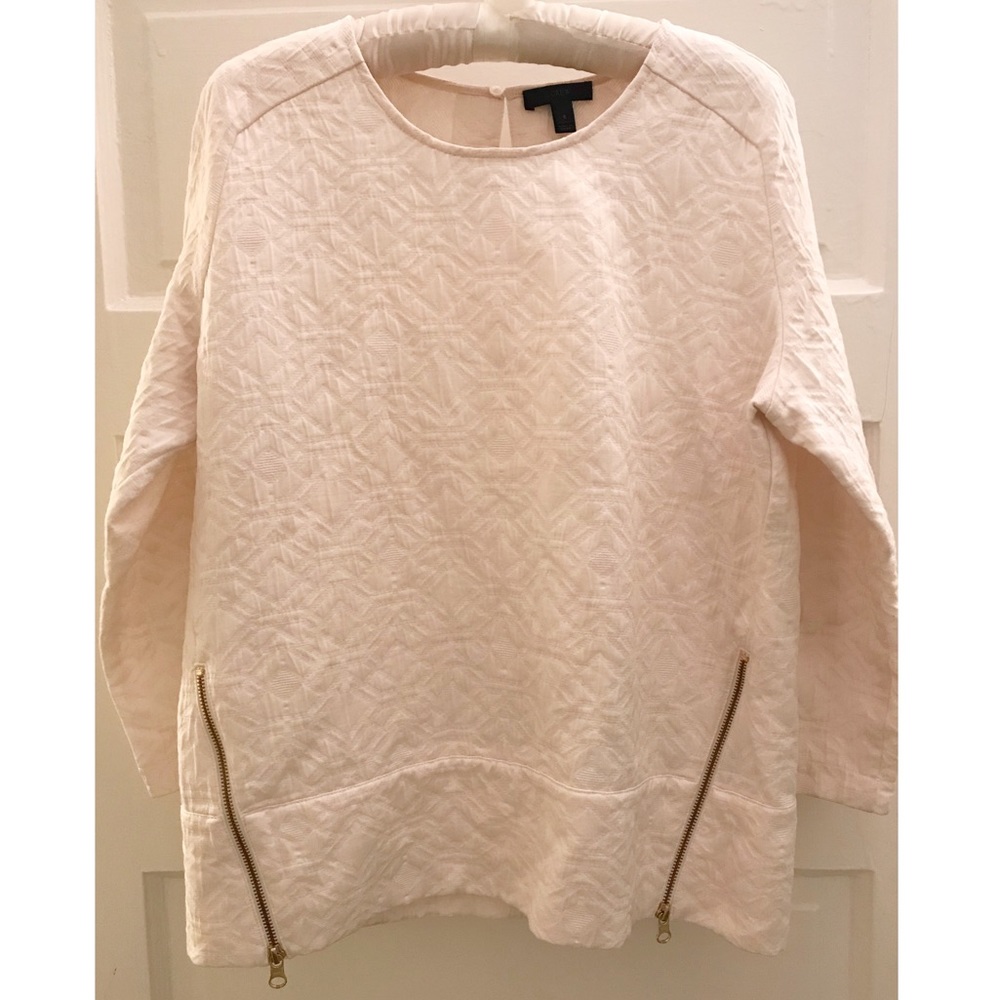 J Crew cream blouse with side zippers
